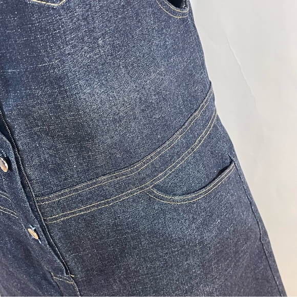 8848 Dark Blue Denim Button Down Overall Dress - Picture 5 of 14